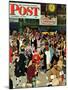 "Union Train Station, Chicago, Christmas" Saturday Evening Post Cover, December 23,1944-Norman Rockwell-Mounted Giclee Print