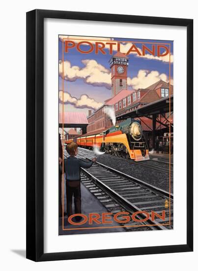 Union Train Station - Portland, Oregon-Lantern Press-Framed Art Print