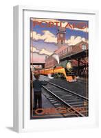 Union Train Station - Portland, Oregon-Lantern Press-Framed Art Print