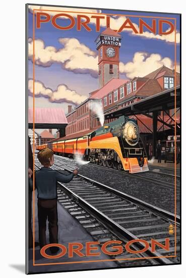 Union Train Station - Portland, Oregon-Lantern Press-Mounted Art Print