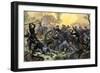 Union Troops under General Ulysses S. Grant Recapturing Artillery during the Battle of Shiloh-null-Framed Giclee Print