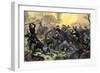 Union Troops under General Ulysses S. Grant Recapturing Artillery during the Battle of Shiloh-null-Framed Giclee Print