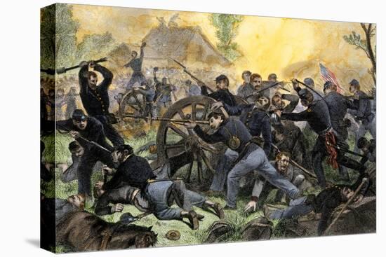 Union Troops under General Ulysses S. Grant Recapturing Artillery during the Battle of Shiloh-null-Stretched Canvas