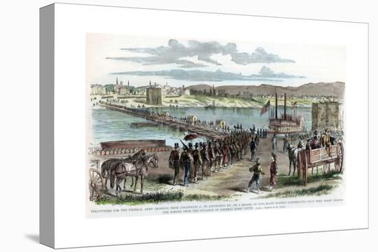 Union Volunteers Crossing the Ohio River, Cincinnati, Ohio, American Civil War, C1862-H Lovie-Stretched Canvas