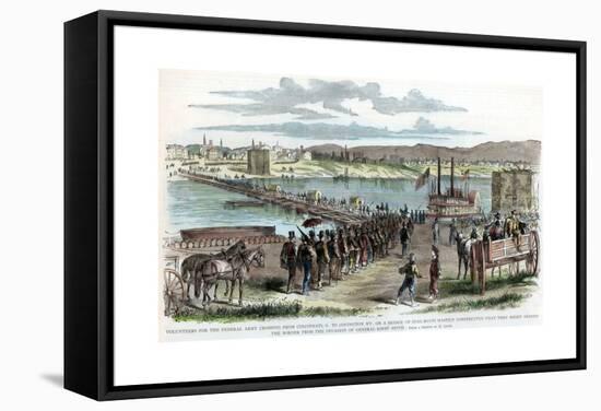 Union Volunteers Crossing the Ohio River, Cincinnati, Ohio, American Civil War, C1862-H Lovie-Framed Stretched Canvas