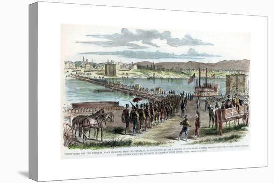 Union Volunteers Crossing the Ohio River, Cincinnati, Ohio, American Civil War, C1862-H Lovie-Stretched Canvas