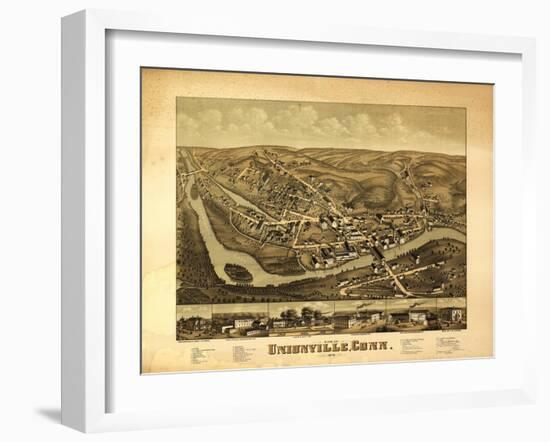 Unionville, Connecticut - Panoramic Map-Lantern Press-Framed Art Print