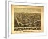 Unionville, Connecticut - Panoramic Map-Lantern Press-Framed Art Print