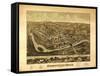 Unionville, Connecticut - Panoramic Map-Lantern Press-Framed Stretched Canvas