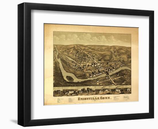 Unionville, Connecticut - Panoramic Map-Lantern Press-Framed Art Print