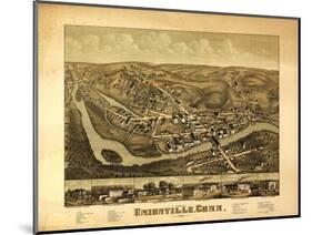 Unionville, Connecticut - Panoramic Map-Lantern Press-Mounted Art Print