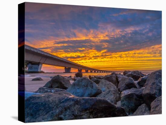 Unique Angle of the Garcon Point Bridge Spanning over Pensacola Bay Shot during a Gorgeous Sunset F-David Schulz Photography-Stretched Canvas