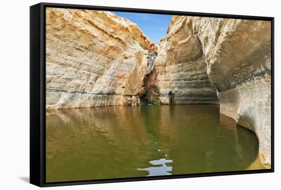 Unique Canyon in the Desert. Picturesque Canyon Ein-Avdat in the Negev Desert. Sandstone Canyon Wal-kavram-Framed Stretched Canvas