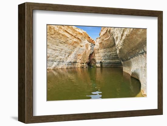 Unique Canyon in the Desert. Picturesque Canyon Ein-Avdat in the Negev Desert. Sandstone Canyon Wal-kavram-Framed Photographic Print