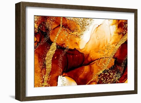 Unique Creativity. Art&Gold. Inspired by the Sky. Abstract Painting with Golden Swirls. Popular Tre-CARACOLLA-Framed Art Print