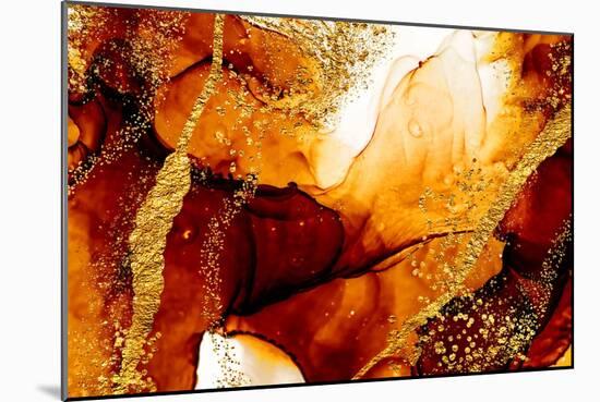 Unique Creativity. Art&Gold. Inspired by the Sky. Abstract Painting with Golden Swirls. Popular Tre-CARACOLLA-Mounted Art Print