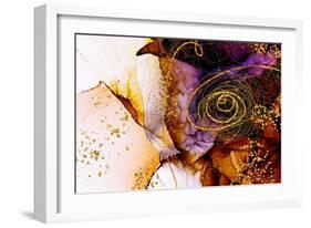 Unique Creativity. Art&Gold. Inspired by the Sky. Abstract Painting with Golden Swirls. Popular Tre-CARACOLLA-Framed Art Print