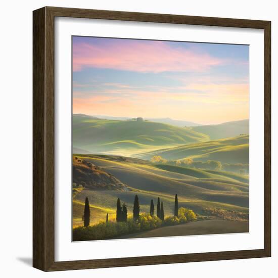 Unique Sundown Tuscany Landscape in Spring Time-Taiga-Framed Photographic Print