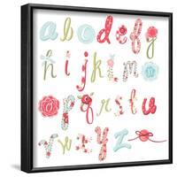 Unique Vector Flower Font. Amazing Hand Drawn Alphabet.-Alisa Foytik-Framed Art Print