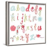 Unique Vector Flower Font. Amazing Hand Drawn Alphabet.-Alisa Foytik-Framed Art Print