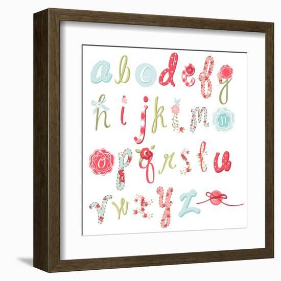 Unique Vector Flower Font. Amazing Hand Drawn Alphabet.-Alisa Foytik-Framed Art Print