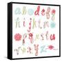 Unique Vector Flower Font. Amazing Hand Drawn Alphabet.-Alisa Foytik-Framed Stretched Canvas