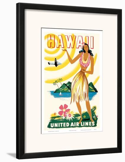 United Air Lines: Hawaii - Only Hours Away, c.1950s-null-Framed Art Print