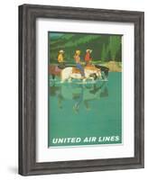 United Air Lines: Horse Back Riders, c.1960s-Stan Galli-Framed Art Print