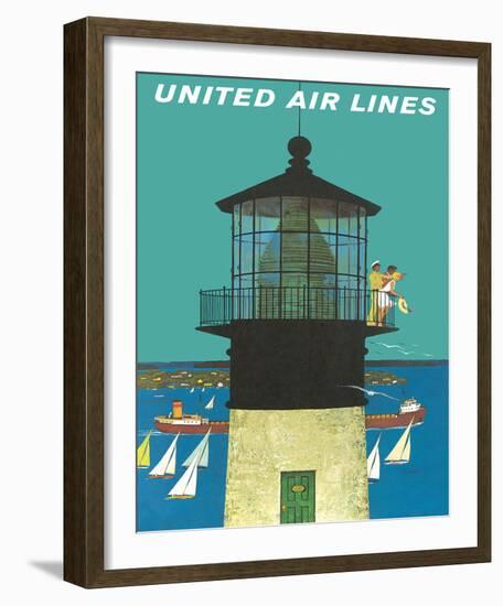 United Air Lines: Lighthouse, c.1960s-Stan Galli-Framed Giclee Print