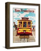 United Air Lines San Francisco, Cable Car c.1957-Stan Galli-Framed Giclee Print