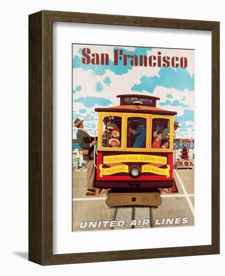 United Air Lines San Francisco, Cable Car c.1957-Stan Galli-Framed Giclee Print