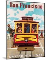 United Air Lines San Francisco, Cable Car c.1957-Stan Galli-Mounted Giclee Print