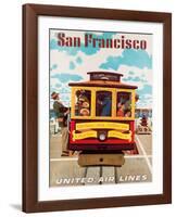 United Air Lines San Francisco, Cable Car c.1957-Stan Galli-Framed Giclee Print