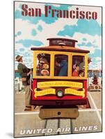 United Air Lines San Francisco, Cable Car c.1957-Stan Galli-Mounted Giclee Print