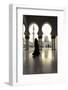 United Arab Emirates, Abu Dhabi. Arabic Women Walking Inside Sheikh Zayed Grand Mosque at Sunset-Matteo Colombo-Framed Photographic Print