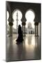 United Arab Emirates, Abu Dhabi. Arabic Women Walking Inside Sheikh Zayed Grand Mosque at Sunset-Matteo Colombo-Mounted Photographic Print