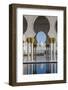 United Arab Emirates, Abu Dhabi, Sheikh Zayed Grand Mosque, Gilded Columns and Reflecting Pool-Jane Sweeney-Framed Photographic Print