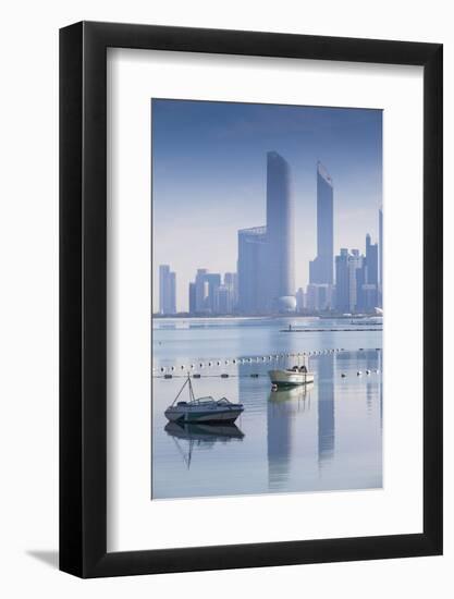 United Arab Emirates, Abu Dhabi, View of City Skyline Reflecting in Persian Gulf-Jane Sweeney-Framed Photographic Print