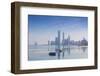 United Arab Emirates, Abu Dhabi, View of City Skyline Reflecting in Persian Gulf-Jane Sweeney-Framed Photographic Print