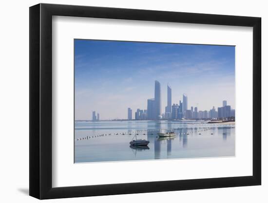 United Arab Emirates, Abu Dhabi, View of City Skyline Reflecting in Persian Gulf-Jane Sweeney-Framed Photographic Print