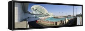 United Arab Emirates, Abu Dhabi, Yas Island, the Yas Hotel and Yas Marina Grand Prix Motor Racing C-Alan Copson-Framed Stretched Canvas