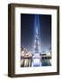 United Arab Emirates, Dubai. Burj Khalifa at Dusk, with Light Show-Matteo Colombo-Framed Photographic Print