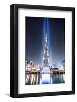 United Arab Emirates, Dubai. Burj Khalifa at Dusk, with Light Show-Matteo Colombo-Framed Photographic Print