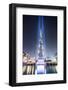 United Arab Emirates, Dubai. Burj Khalifa at Dusk, with Light Show-Matteo Colombo-Framed Photographic Print