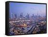 United Arab Emirates, Dubai, Skyline of Modern Skyscrapers Including the Burj Khalifa on Sheikh Zay-Gavin Hellier-Framed Stretched Canvas