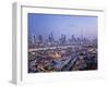 United Arab Emirates, Dubai, Skyline of Modern Skyscrapers Including the Burj Khalifa on Sheikh Zay-Gavin Hellier-Framed Photographic Print