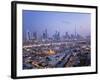 United Arab Emirates, Dubai, Skyline of Modern Skyscrapers Including the Burj Khalifa on Sheikh Zay-Gavin Hellier-Framed Photographic Print