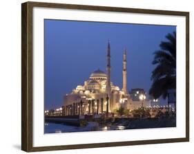 United Arab Emirates, Sharjah, Sharjah Mosque by the Corniche, Dusk-Michele Falzone-Framed Photographic Print