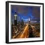 United Arab Emirates (UAE), Dubai, Sheikh Zayed Road Looking Towards the Burj Kalifa at Night-Gavin Hellier-Framed Photographic Print