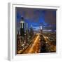 United Arab Emirates (UAE), Dubai, Sheikh Zayed Road Looking Towards the Burj Kalifa at Night-Gavin Hellier-Framed Photographic Print